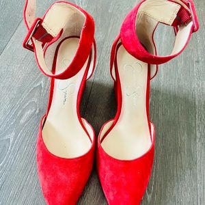 Jessica Simpsons Red wedges , size 7.5 , wore only 2 times. Very good condition